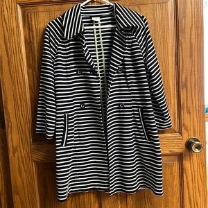 Beautiful CAbi black and white striped long blazer jacket size medium